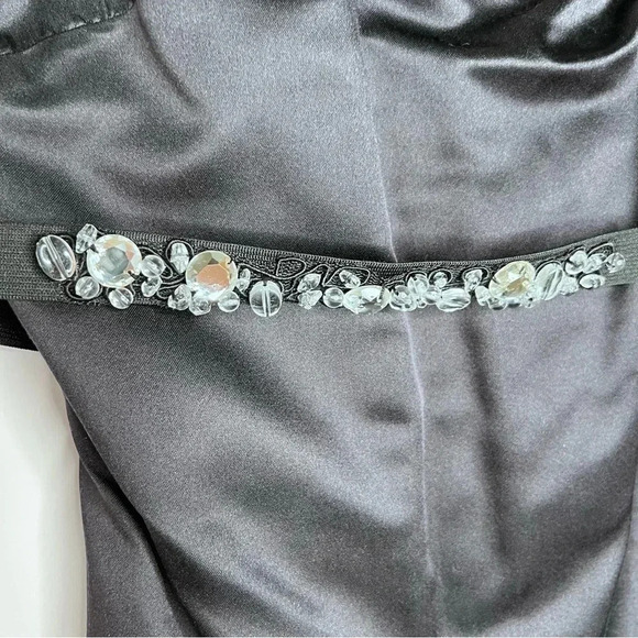 Vera Wang Black Silk Strapless Pocket Dress with Rhinestone Belt Size 4 - Picture 4 of 14
